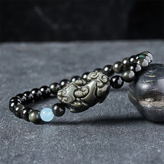 Buddha Stones Rainbow Obsidian Pi Xiu Bracelet for Wealth and Positive Transformation - Pi Xiu 6mm (Wrist Circumference: 5.5–5.9 in/14–15 cm) - image 0