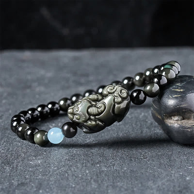 Buddha Stones Rainbow Obsidian Pi Xiu Bracelet for Wealth and Positive Transformation - Pi Xiu 6mm (Wrist Circumference: 5.5–5.9 in/14–15 cm) - image 0