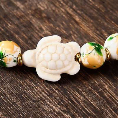 Buddha Stones Natural White Turquoise Turtle Design Wealth Bracelet - image 10