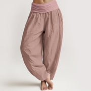 Foviel LightPink Pure Cotton Women's Elastic Waist Harem Pants