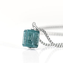 Buddha Stones Jade Om Mani Padme Hum Wisdom Square Pendant Necklace - Om Mani Padme Hum(Love ♥ Wisdom) - Titanium Steel Chain - image 0