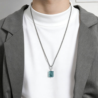 Buddha Stones Jade Om Mani Padme Hum Wisdom Square Pendant Necklace - image 7