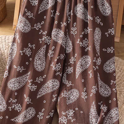 Buddha Stones Spring Summer Casual Bohemian Drawstring Paisley Ankle Pants Women's Straight Leg Pants With Pocket - image 8