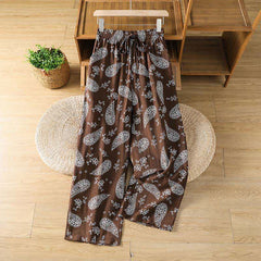 Buddha Stones Spring Summer Casual Bohemian Drawstring Paisley Ankle Pants Women's Straight Leg Pants With Pocket - SaddleBrown - US8-10, UK/AU12-14, EU40-42 (2XL) - image 0
