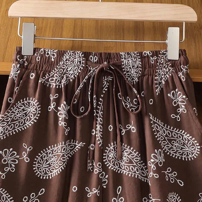 Buddha Stones Spring Summer Casual Bohemian Drawstring Paisley Ankle Pants Women's Straight Leg Pants With Pocket - image 3