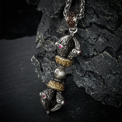 Buddha Stones Tibetan Copper Vajra Design Pendant Necklace for Grounding and Spiritual Power - image 3