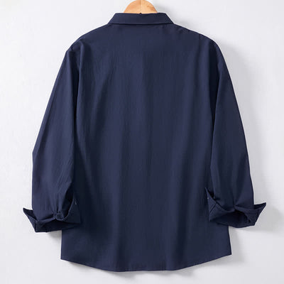 Buddha Stones Spring Fall Minimalist Classic Button-Up Solid Men's Long Sleeve Shirts - image 10