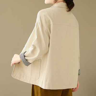 Buddha Stones Spring Fall Casual Minimalist Button-Up Solid Women's Jacket With Pockets - image 22