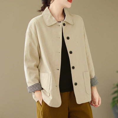 Buddha Stones Spring Fall Casual Minimalist Button-Up Solid Women's Jacket With Pockets - image 23