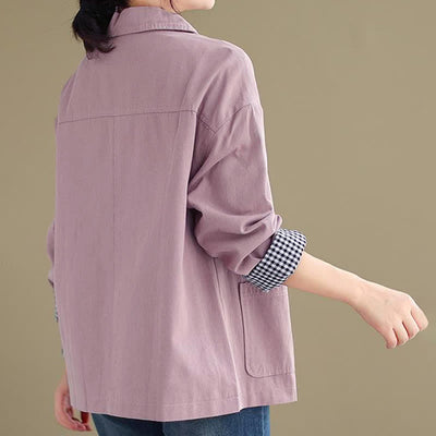 Buddha Stones Spring Fall Casual Minimalist Button-Up Solid Women's Jacket With Pockets - image 18