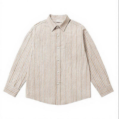 Buddha Stones Fall Casual Vintage Button-Up Striped Cotton Men's Long Sleeve Shirts With Patch Pocket - image 10