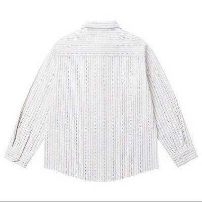 Buddha Stones Fall Casual Vintage Button-Up Striped Cotton Men's Long Sleeve Shirts With Patch Pocket - image 15