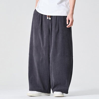 Buddha Stones Fall Winter Casual Corduroy Drawstring Solid Long Pants Men's Straight Leg Pants With Pocket - image 13