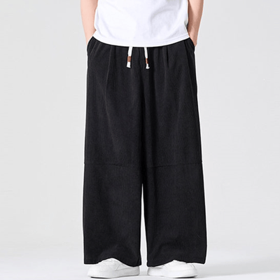 Buddha Stones Fall Winter Casual Corduroy Drawstring Solid Long Pants Men's Straight Leg Pants With Pocket - image 17
