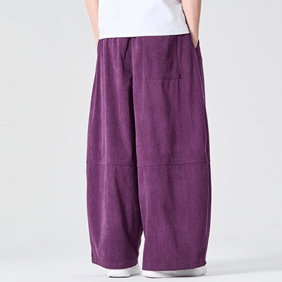 Buddha Stones Fall Winter Casual Corduroy Drawstring Solid Long Pants Men's Straight Leg Pants With Pocket - image 9