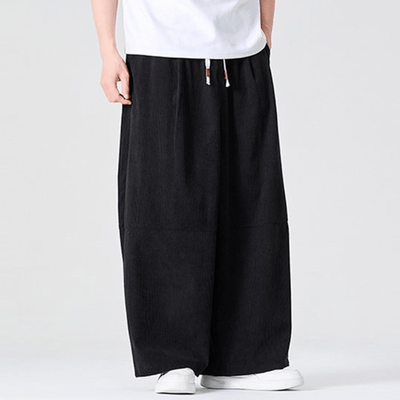 Buddha Stones Fall Winter Casual Corduroy Drawstring Solid Long Pants Men's Straight Leg Pants With Pocket - image 18