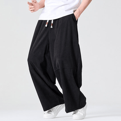 Buddha Stones Fall Winter Casual Corduroy Drawstring Solid Long Pants Men's Straight Leg Pants With Pocket - image 16