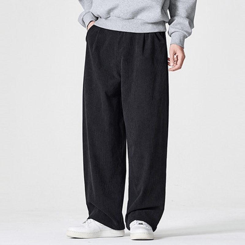 Buddha Stones Fall Winter Casual Vintage Corduroy Pleated Solid Long Pants Men's Straight Leg Pants With Pockets - image 2