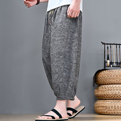 Buddha Stones Spring Summer Casual Boho Drawstring Abstract Capri Pants Men's Harem Pants With Pocket - image 12