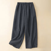 Foviel winter lässig Plaid Cropped Hose Damen gerade Bein Hose mit Tasche
