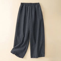 Buddha Stones Winter Casual Plaid Cropped Pants Women's Straight Leg Pants With Pocket - Black - US8-10, UK/AU12-14, EU40-42 (2XL) - image 0