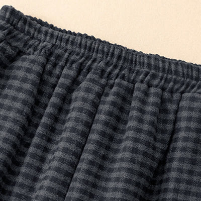 Buddha Stones Winter Casual Plaid Cropped Pants Women's Straight Leg Pants With Pocket - image 3