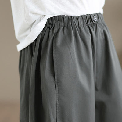 Buddha Stones Spring Summer Simple Plain Solid Cropped Pants Women's Wide Leg Pants With Pockets - image 5
