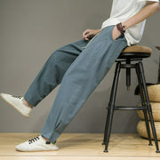 Foviel Spring Summer Casual Minimalist Drawstring Solid Cropped Pants Men's Tapered Pants With Pockets