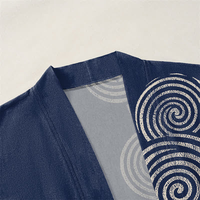 Buddha Stones Cotton Concentric Spiral Pattern Open Front Men's Kimono - image 3