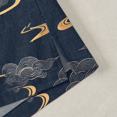 Buddha Stones Cotton Golden Cloud Pattern Open Front Men's Kimono - image 4