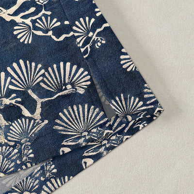 Buddha Stones Cotton Pine Branch Fan Pattern Open Front Men's Kimono - image 4