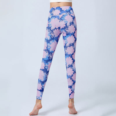 Buddha Stones Flowers Leaves Print Sports Fitness Yoga High Waist Leggings Women's Yoga Pants - image 8