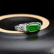 Foviel Oval Jade Retro Openwork Adjustable Harmony Ring