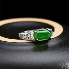 FREE Today: Harmony and Abundance Oval Jade Retro Openwork Ring - Openwork Ring - US8（Approx. 18 mm） - image 0