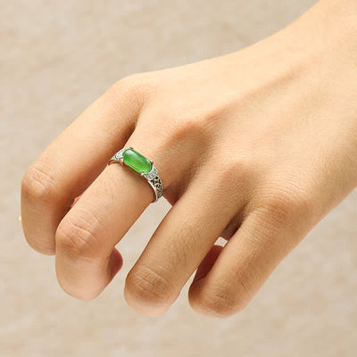 FREE Today: Harmony and Abundance Oval Jade Retro Openwork Ring - image 4