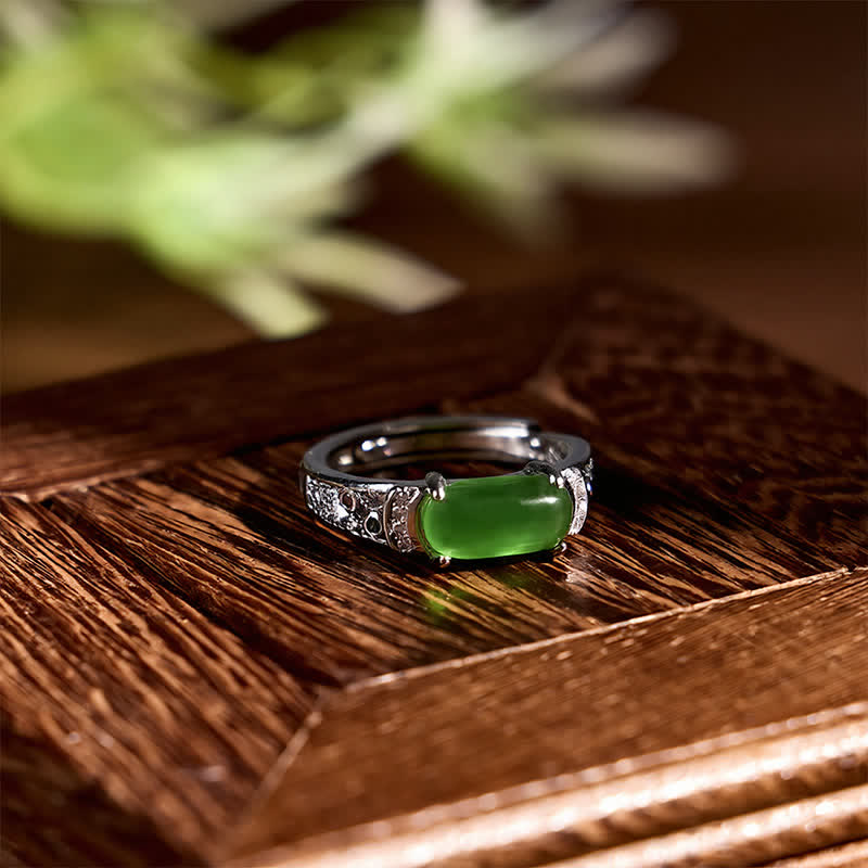 FREE Today: Harmony and Abundance Oval Jade Retro Openwork Ring - image 2