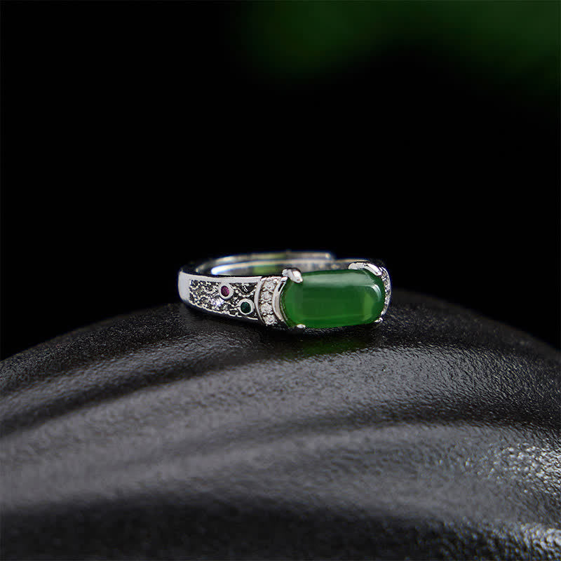 FREE Today: Harmony and Abundance Oval Jade Retro Openwork Ring - image 3