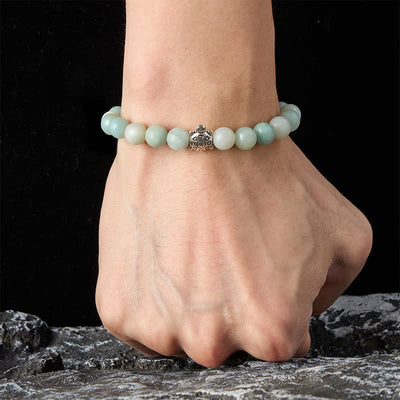 Buddha Stones Amazonite Copper Turtle Hand Polished Round Bead Bracelet - image 5