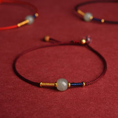 FREE Today: Connection and Harmony Adjustable Jade Round Bead Red String Bracelet Anklet - Bracelet - DarkRed (5.9–8.3 in/15–21 cm) - image 0