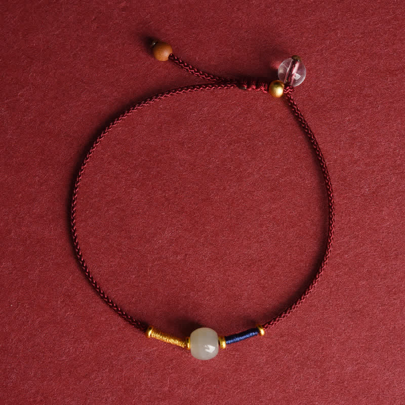 FREE Today: Connection and Harmony Adjustable Jade Round Bead Red String Bracelet Anklet - Anklet - DarkRed (8.3-10.6 in/21-27 cm) - image 9