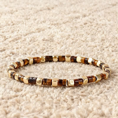 Buddha Stones Blue Spot Jasper Green Aventurine Natural Barrel-Shaped Beads Strength Bracelet - Tiger Eye(Confidence ♥ Focus) - image 5