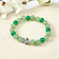 Buddha Stones Natural Green Agate Green Aventurine Turtle Design Success Beaded Bracelet - Green Aventurine & Green Agate(Wrist Circumference: 5.9–6.3 in/15–16 cm) - image 0
