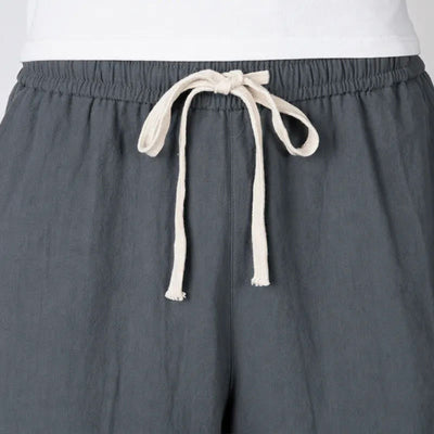 Buddha Stones Plain Drawstring Capri Length Men's Cotton Linen Harem Pants With Pockets - image 2