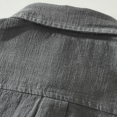 Buddha Stones Spring Fall Casual Minimalist Button-Up Solid Ramie Men's Long Sleeve Shirts - image 2