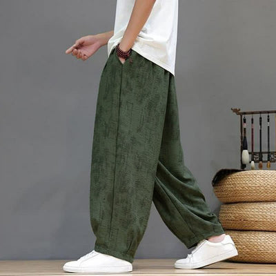 Buddha Stones Spring Summer Casual Vintage Drawstring Washed Abstract Ankle Pants Men's Straight Leg Pants With Pocket - image 15