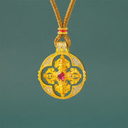 Foviel Gold Plated Brass Vajra Spiritual Power Round Pendant Necklace