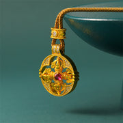 Foviel Gold Plated Brass Vajra Spiritual Power Round Pendant Necklace