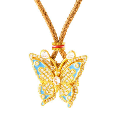 Buddha Stones Gold Plated Brass Butterfly Transformation Pendant Necklace - image 4