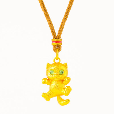 FREE Today: Grounding and Healing Gold Plated Brass Lucky Cat Pendant Necklace - image 4