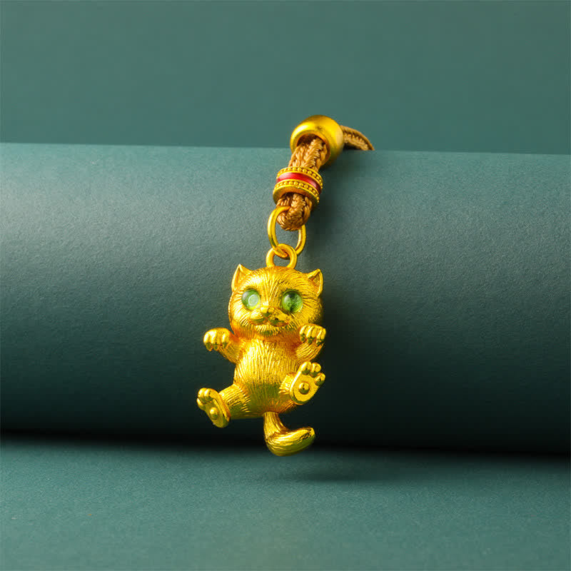 FREE Today: Grounding and Healing Gold Plated Brass Lucky Cat Pendant Necklace - image 3